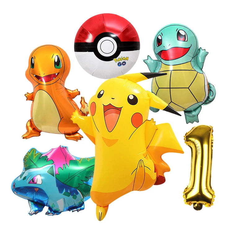 Pikachu Cartoon Balloon Garland Kit Lightning Foil Balloons Kids Birthday Party Supplies