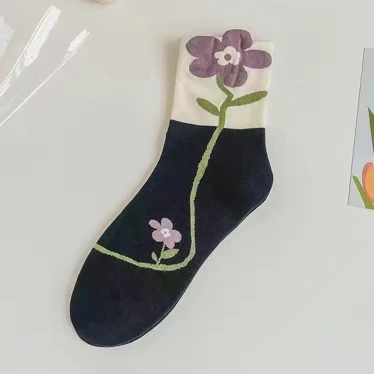 New Women Socks Korean Style Flower Trend Casual Cotton Socks Girls Frilly Ruffle Cute Sweet Breathable Kawaii Crew Socks Girls