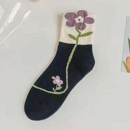 New Women Socks Korean Style Flower Trend Casual Cotton Socks Girls Frilly Ruffle Cute Sweet Breathable Kawaii Crew Socks Girls