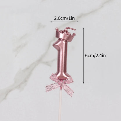 3D Candle Pink Birthday Number Candle Girl Happy Birthday Cake Topper Baking Celebration Memorial Anniversary Party Decor