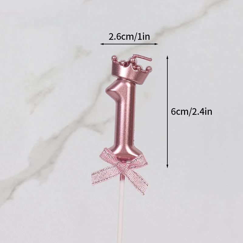 3D Candle Pink Birthday Number Candle Girl Happy Birthday Cake Topper Baking Celebration Memorial Anniversary Party Decor