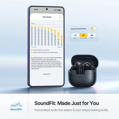 Baseus Bass EP10 Ultra Wireless Earphones -55dB Noise Reduction 65Hrs Long Playtime Bluetooth 6.0 Earbuds 6 Mics AI Call Clear