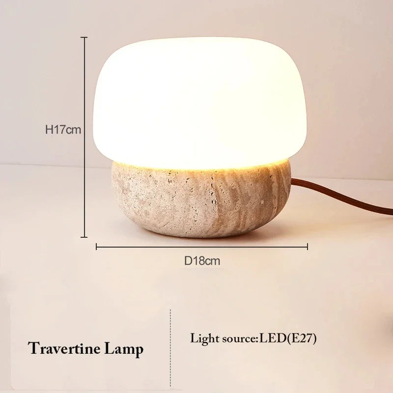 Spain Natural Yellow Travertine Floor Lamp E27 Sofa Bedside Bedroom Apartment Creative Retro Wabi Sabi Mushroom Lighting Lamps