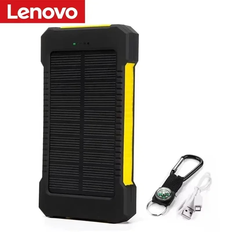 Lenovo Large‑Capacity 500000mAh Solar Power Bank Outdoor High‑Speed Charging Portable Charger for iPhone Samsung Huawei