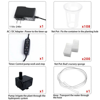 3-Layer/108 Sites Hydroponics Growing System Kits PVC Pipe Soilless Cultivation Garden Vegetables Herbs Planting Tools