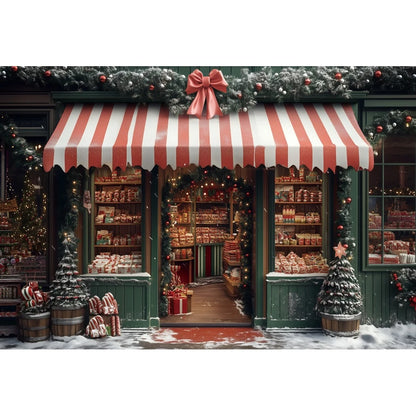 Christmas Candy Toy Store Christmas Tree Gift Theme Banner Background, Birthday Party Decoration Photography Background Cloth