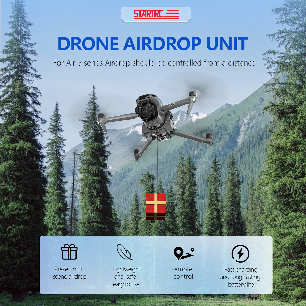 STARTRC Drone Airdrop System for DJI AIR 3 Payload/Delivery/Transport Drop Release Device for DJI AIR 3 Accessories