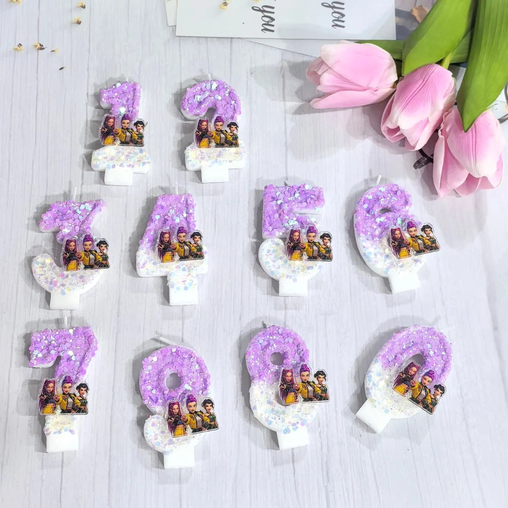 Anime 0-9 Number Candle Cute 3D Page Cartoon Character Children Party Cake Plug-in Birthday Cake Decoration Gift