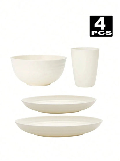 4/16/32pcs Reusable, Plastic Cutlery Set, Dinner Plate/Dessert Plate/Cereal Bowl/Cup, for Home, Birthday Party