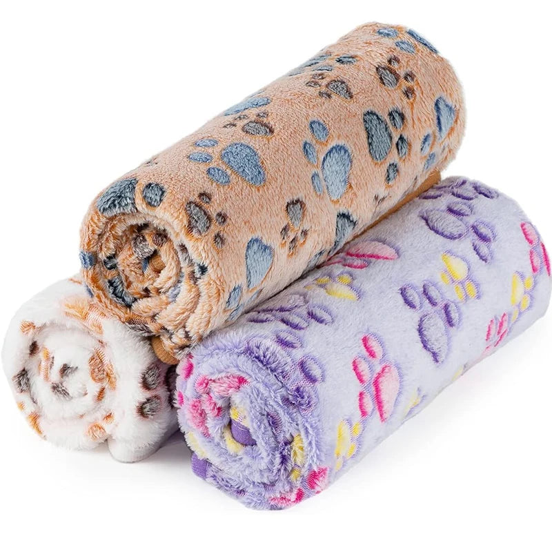 Pet Blanket Cute Dog Paw Print Blanket Pet Mat Warm Comfortable Blanket for Cat Dogs Soft Fluffy Pet Mat Flannel Dog Blanket