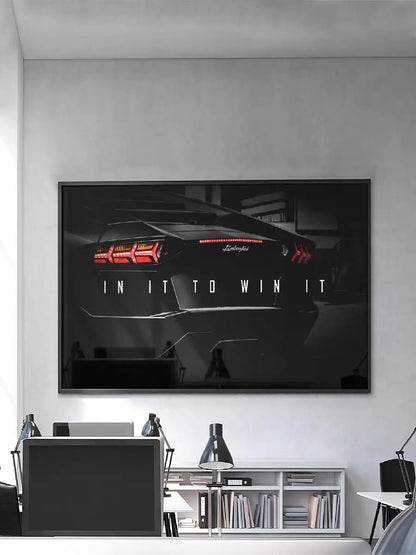 High Quality Motivational Quote Sports Car Poster  Canvas Art for Living Room Bedroom Office Wall Decor