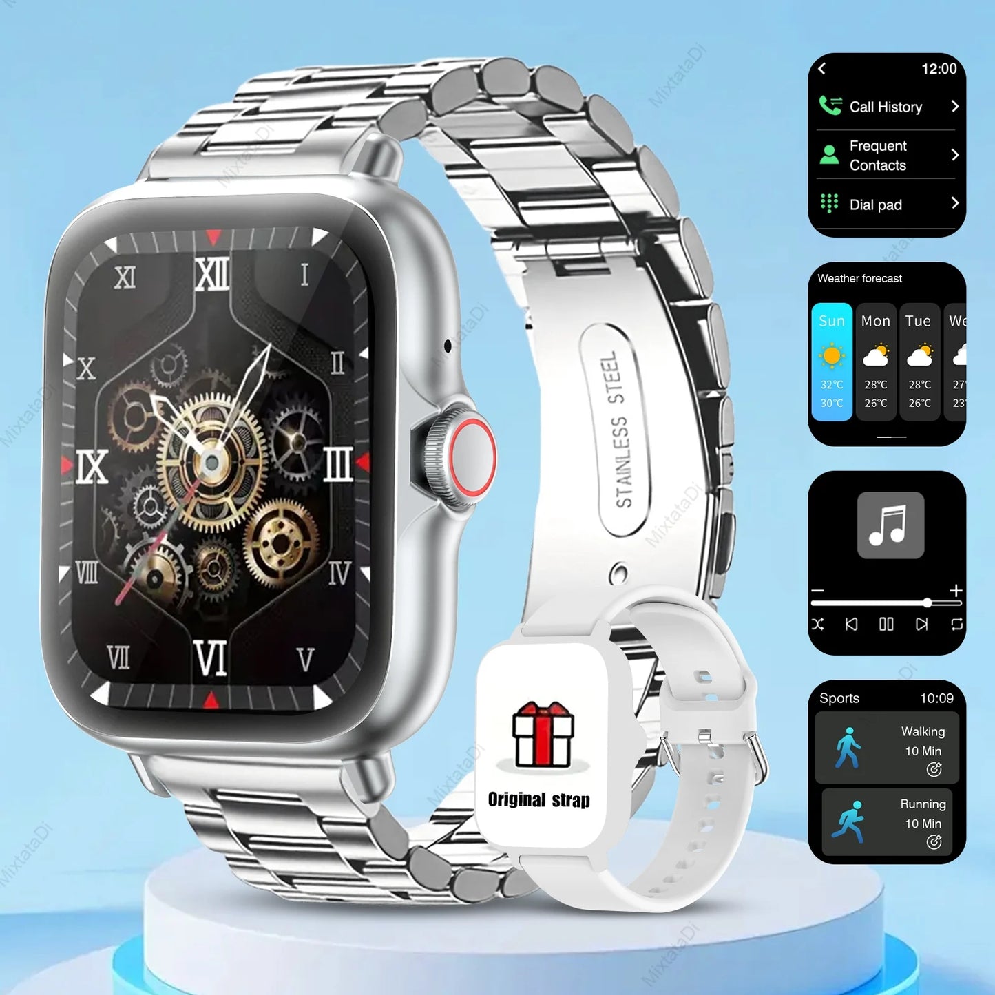 1.83'' Smart Watch with Message Answer Call Sleep Monitoring Sports Pedometer Information Alerts For iPhone Android