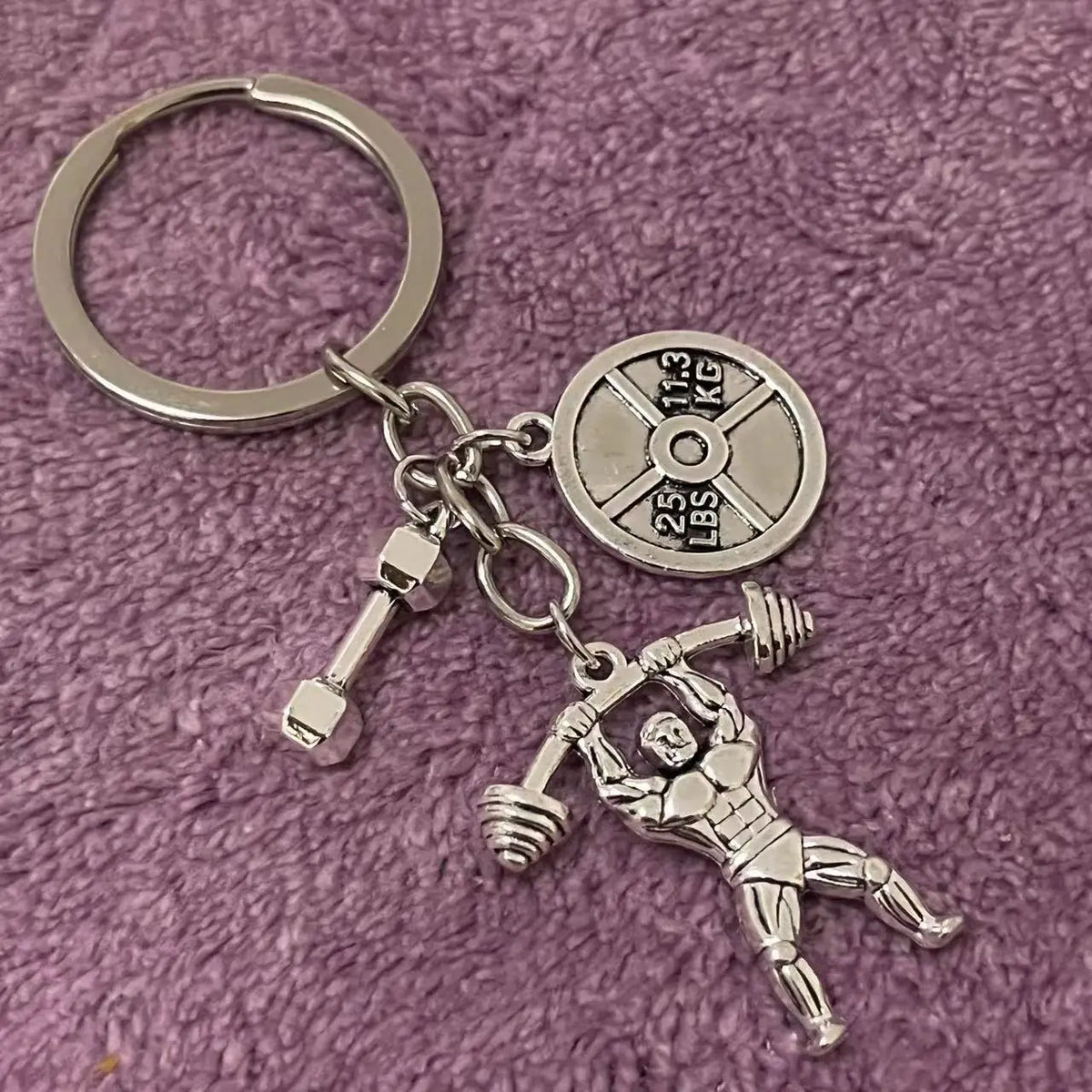Barbell, Dumbbell, Kettlebell, Fitness Motivational Keychain, Gym Gift