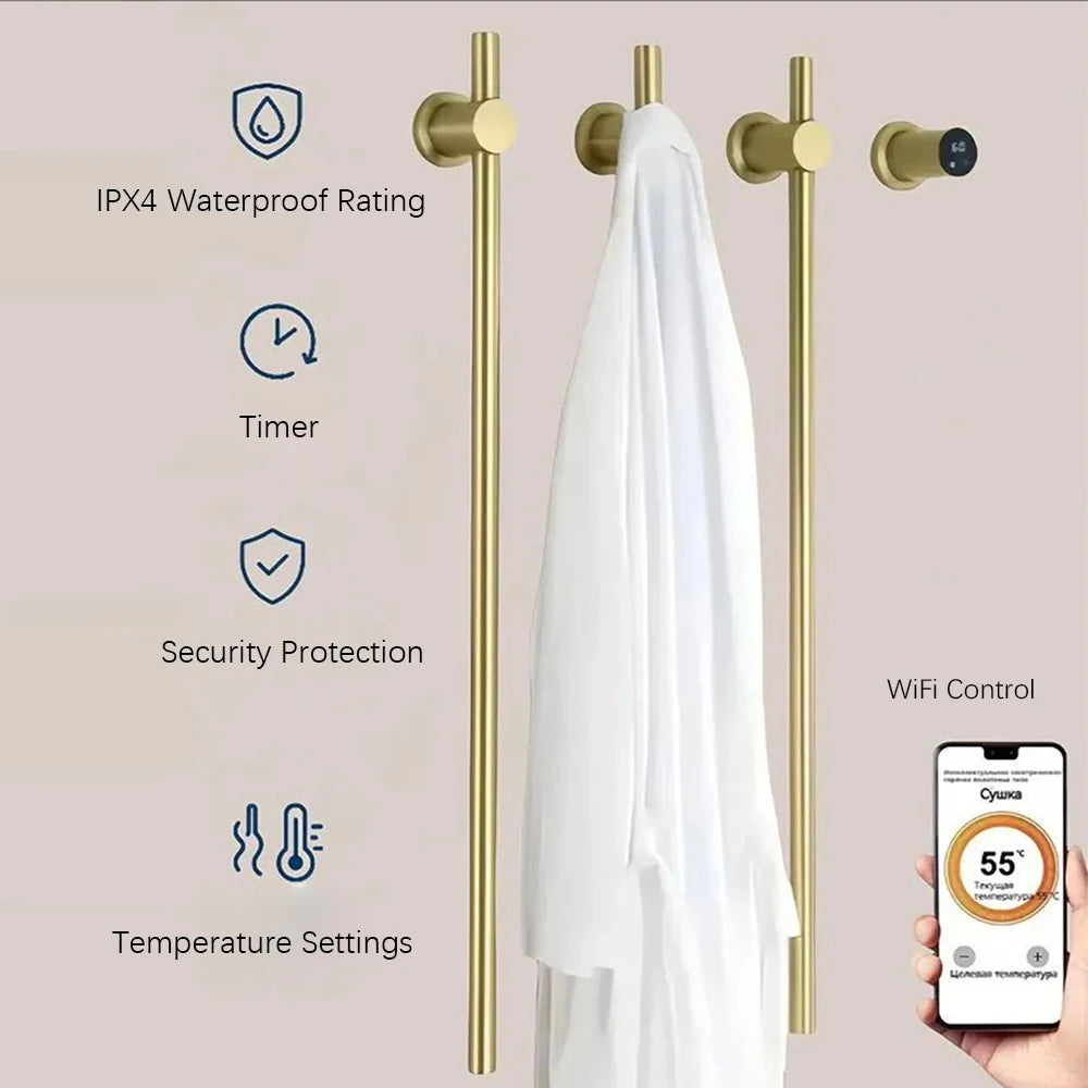 Modern Electric Heated Towel Rack Wall Mounted Bathroom Towel Warmer Heated Towel Rail Heater 3Bars Stainless Steel 220V/110V