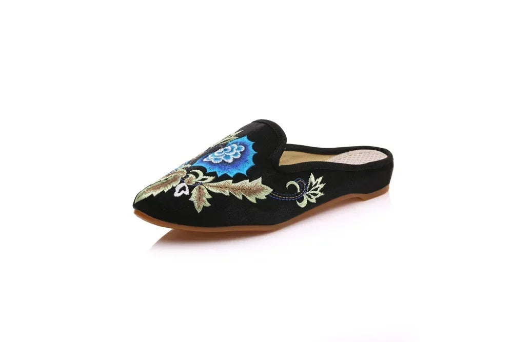 Embroidered Wedge Slippers | Vintage Boho-Style Sandals | Women's Casual Streetwear Footwear