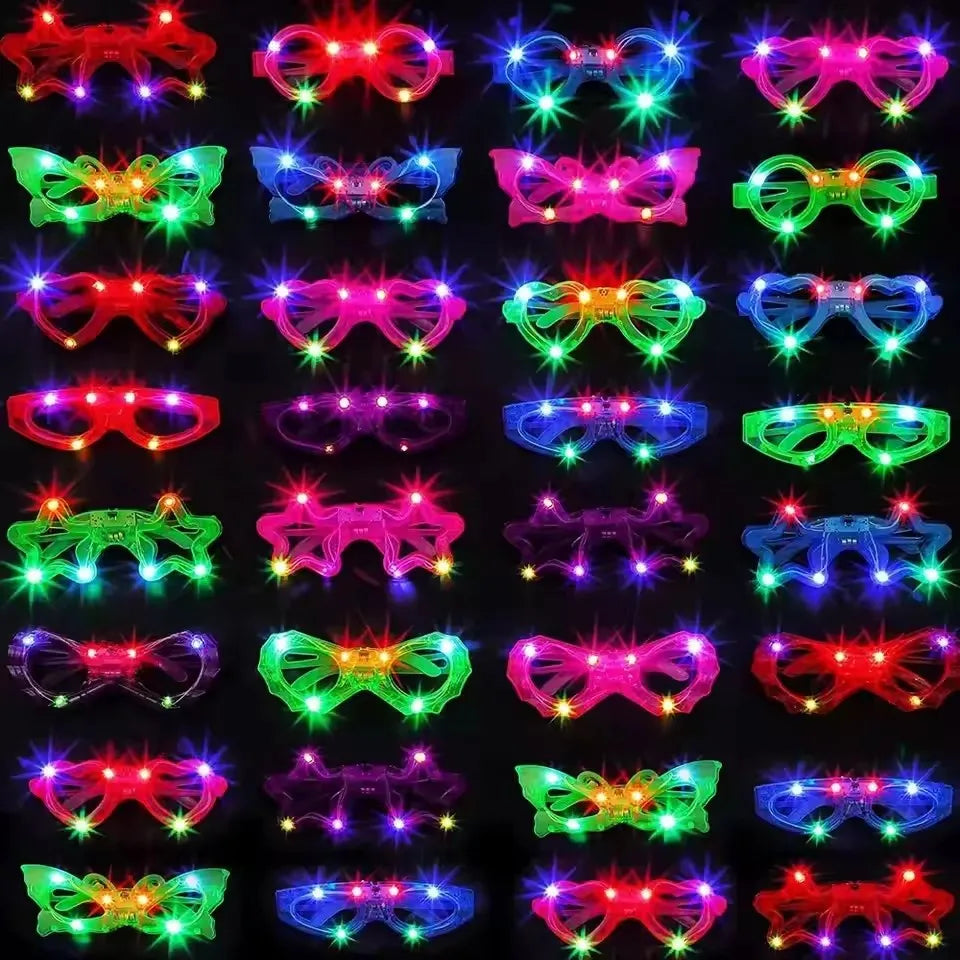 6pcs Led Luminous Glasses Light Up Glasses 6 Shapes of Glasses Flashing Glow in The Dark Party Supplies Favor Birthday Halloween