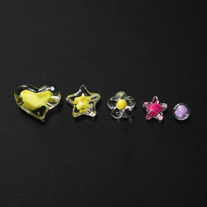 24 Grid/box Heart Star Acrylic Beads Flower Round Spacer Loose Bead