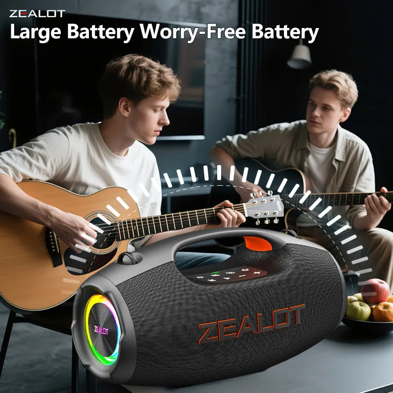 ZEALOT-S86 60W Portable Wireless Speaker with 8000mAh Battery, 360° Surround Sound, RGB Lights, Outdoor Camping Speaker, Waterproof Speaker for the Beach
