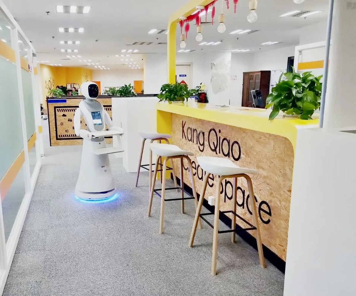 Design Plastic Restaurant Room Artificial Intelligent Meal Delivery Food Smart Humanoid Service Waiter Robot for Sale