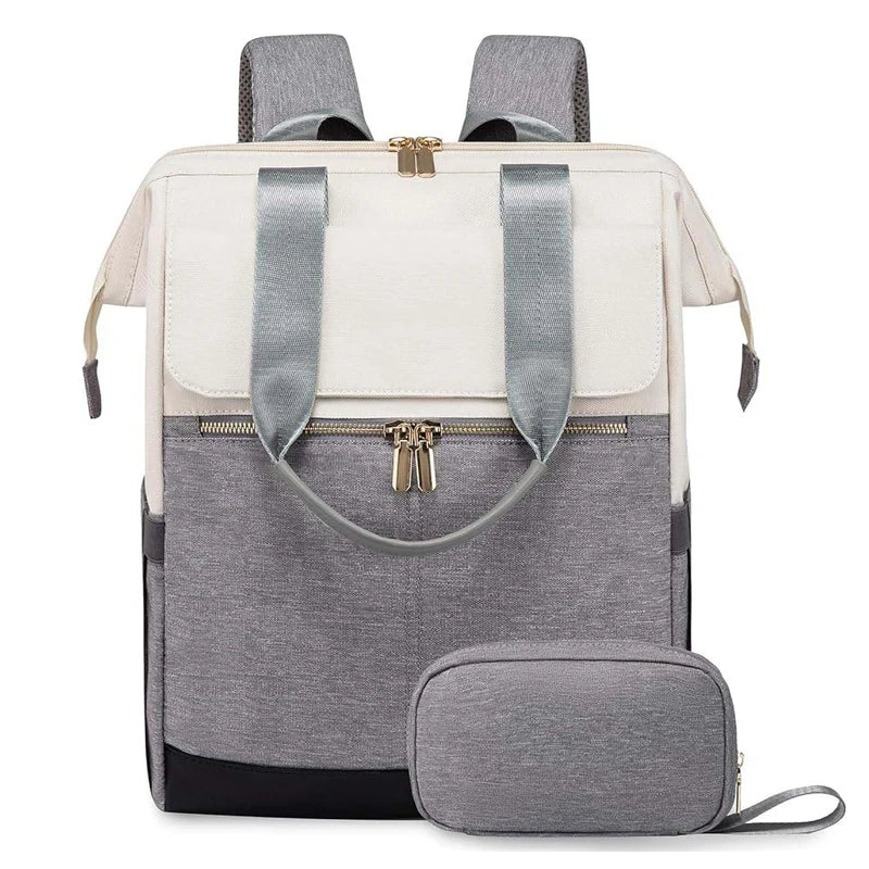 Cream Color Women Travel Laptop Backpack Large Capacity Multi-Piece Luggage Bag Simple Versatile Shoulder School Bag Travel Bags