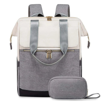 Cream Color Women Travel Laptop Backpack Large Capacity Multi-Piece Luggage Bag Simple Versatile Shoulder School Bag Travel Bags