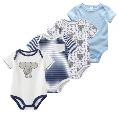 4pieces Newborn Baby Boy Clothes Cartoon Cotton Romper Summer Short