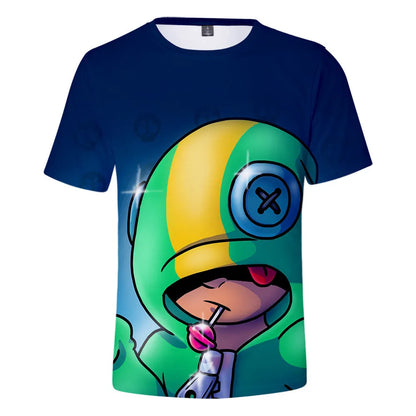 Kids' Game Character Graphic T-Shirt | Short Sleeves & Crew Neck | Casual Wear & Streetwear