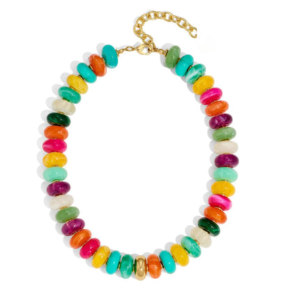 Chunky Colorful Beaded Choker Necklace Women Summer Trendy Round Resin Beads Chain Necklaces Statement Jewelry Gift for Vacation