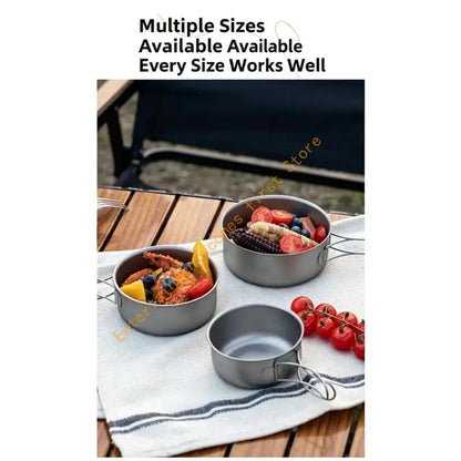 Outdoor Meal Bowl for Camp Cooking, Metal Camping Bowl with Wire Handle, Textured Finish and Camp Use for Backpackers and