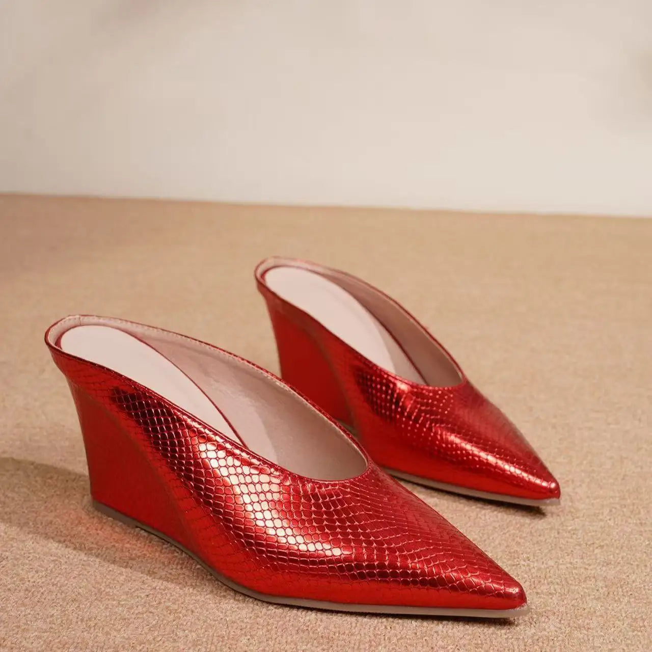 Fashion High Heels for Woman Gold Black Silver Elegant Women Shoes Luxury Handmade Weaving Lightweight Female Mules Slippers