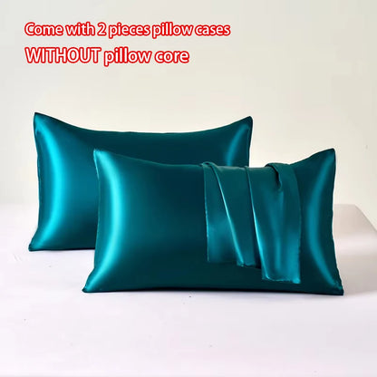 Polyester Satin Pillowcase Set | Two Covers with Envelope Closure | Bedroom & Guest Room