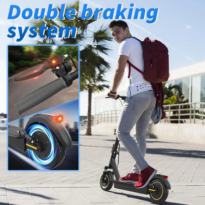 10inch Electric Scooter, 500W Powerful Motor & 22MPH Top Speed, 28 Miles Range, Folding E Scooter with Dual Braking for Teens and Adults Commuting