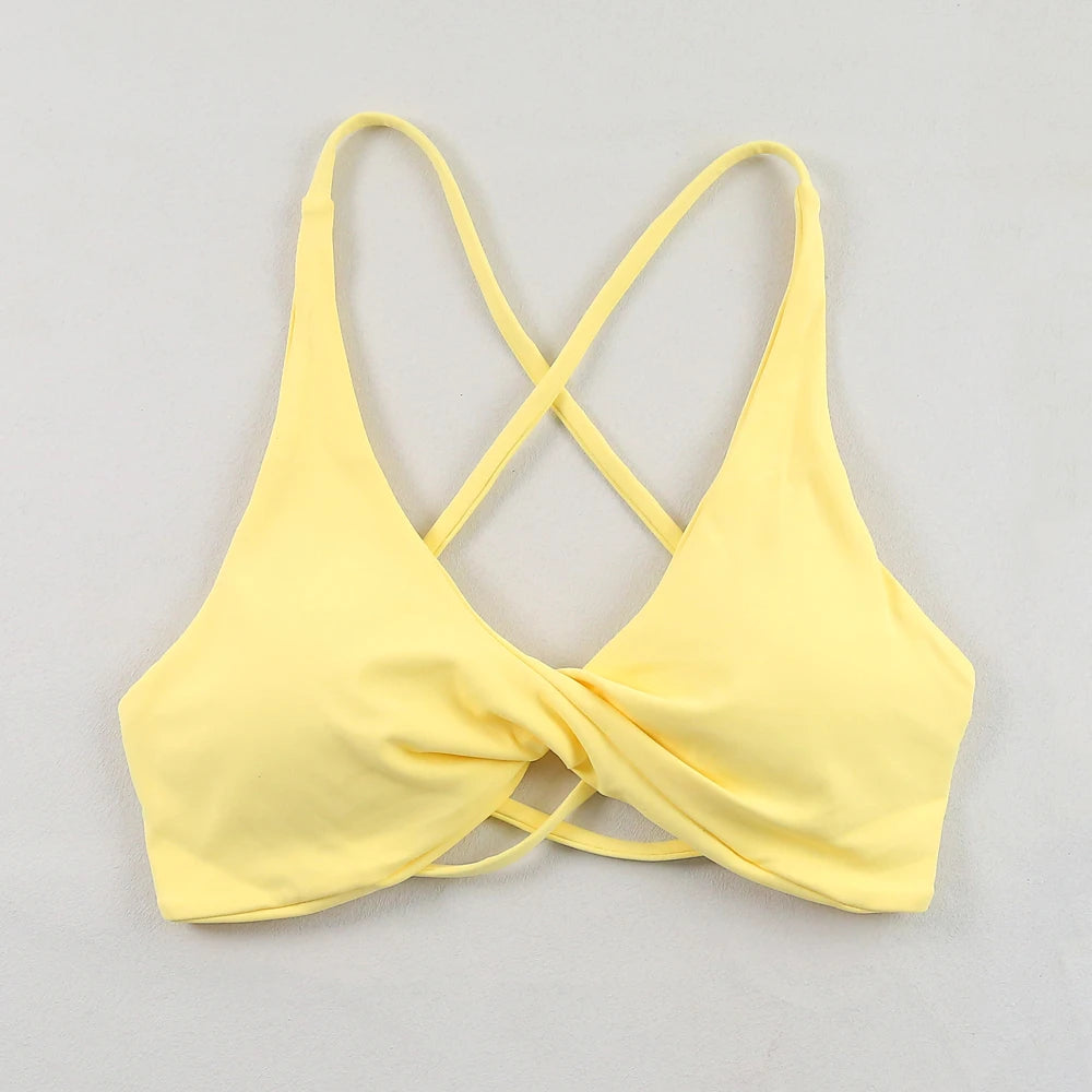 Sexy Slim Shoulder Straps Somfortable High Stretch Sports Underwear Gym Workout Breathable Detachable Yoga Bra