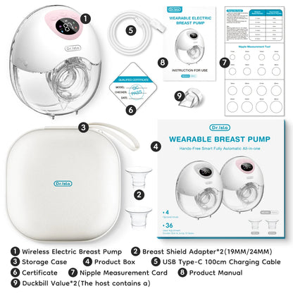 MAMIJOY Wearable Electric Breast Pump 4 Modes 36 Suction Levels Hands Free Breast Pumps Milk Collector with 19/24mm Flange EB50