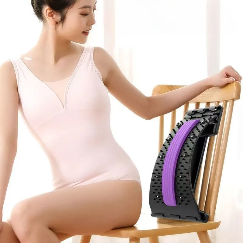 Home back and waist stretching equipment, yoga fitness back traction and back stretcher, waist stretching massager