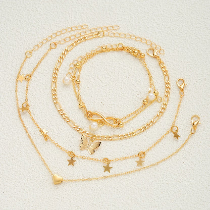 83pcs Elegant Pearl Geometric Earrings Necklace Bracelet Ring Jewelry Set For Women Heart Butterfly Daily Party Jewelry No Box