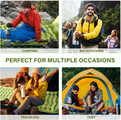 Outdoor Camping Inflatable Mattress Sleeping Pad With Pillows Ultralight Air Mat Built In Inflator Pump Hiking