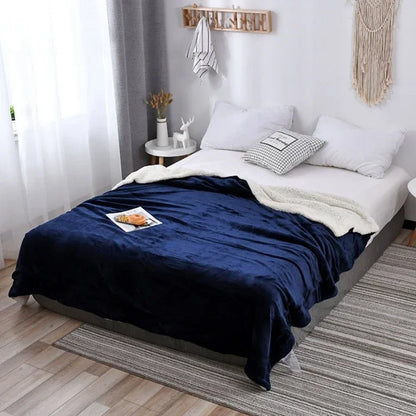 Lamb wool flannel blanket Nordic light luxury style quilt blanket Double layer thickened blanket