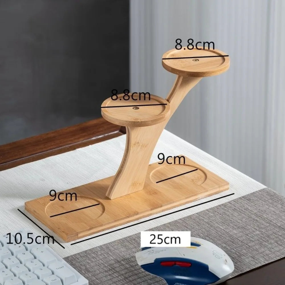 1pc Stable Bamboo Plant Stand Tree-Shaped Multi-Tier Flower Pot Holder Desktop Decor Flowerpot Tray Home Office