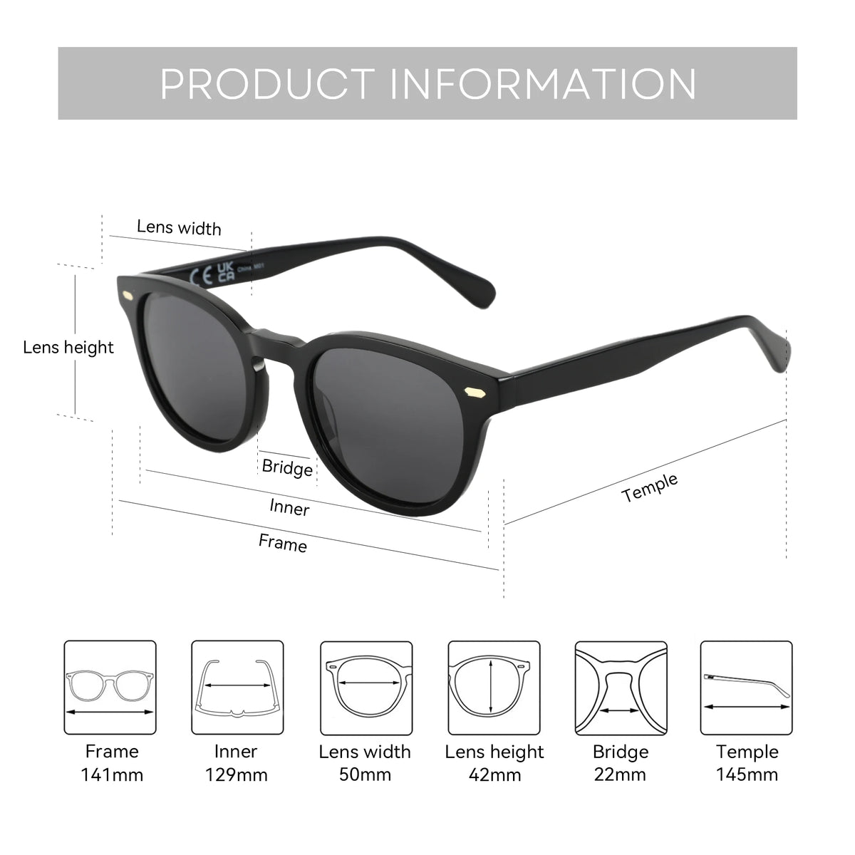 ZENOTTIC Classical High-quality Acetate Polarized Sunglasses Unisex UV400 Protection Shade Retro Round Sun Glasses ZS6211
