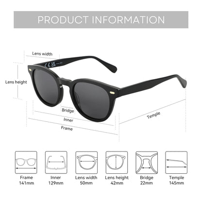 ZENOTTIC Classical High-quality Acetate Polarized Sunglasses Unisex UV400 Protection Shade Retro Round Sun Glasses ZS6211
