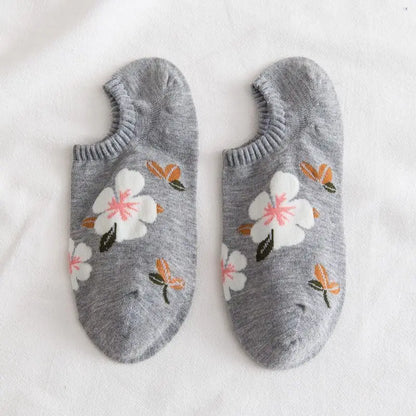 New Style Crew Socks for Women Spring Fashion Cute Flower Long Cotton Socks Japanese Style Breathable Casual Trendy Absorb Sweat