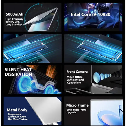 2026 Windows 11 Pro 15.6" Laptop Intel Core i9 10980HK 16GB RAM 1TB 2TB SSD Office Gamer Laptops Fingerprint UnIock Notebook PC