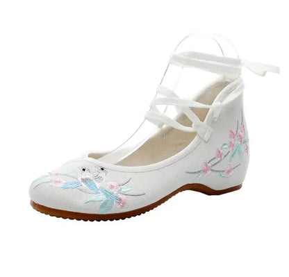 Fashion Ethnic Chinese Style Women Shoes Hanfu Single Canvas Zapatos Elegant Casual Vintage Woman Embroidered Cloth Shoes