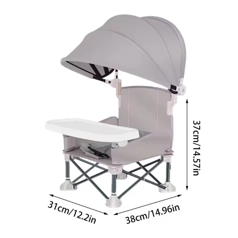 Portable Outdoor Camping Folding Dining Chair Sunshade High Chair with Tent Baby Picnic Table Chair Camping Gear