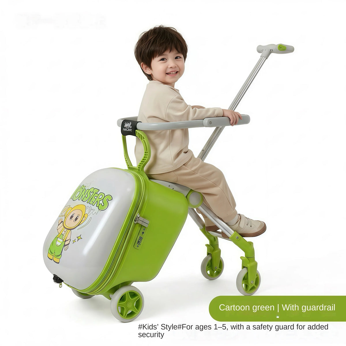 2026 New Children's Ride-On Suitcase with Sparkling Wheel 20 inch Carry-On Suitcase 2 in 1 Removable Handle Travel Luggage