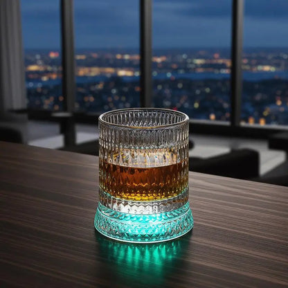 Vintage Glass 360 ° Rotating Glass Cup With Base Creative Glowing Rotation Glass Light Luxury Glass Brandy Wine Cup Glassware
