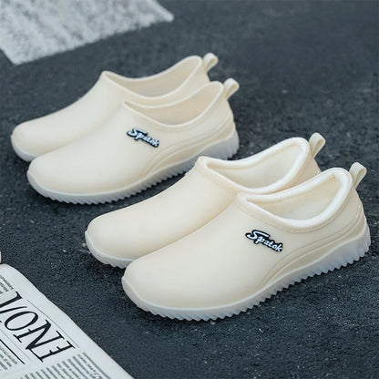 Ladies' fashionable new style waterproof shallow-toe anti-slip rain shoes, wear-resistant kitchen thick-soled short-tube work ru