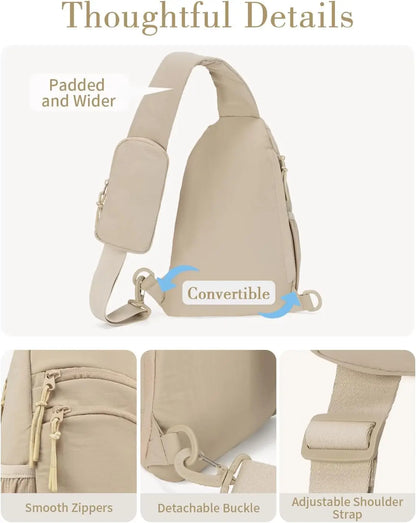 Sling Bag Nylon Crossbody Bags For Women with Anti-theft RFID Blocking Pocket Cross Body Purse Adjustable Shoulder Strap