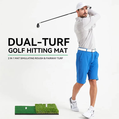 Golf Hitting Mat Artificial Turf Golf Practice Mat with Tee Hole Portable for Training Swing & Chipping in Backyard, Garage, Bas